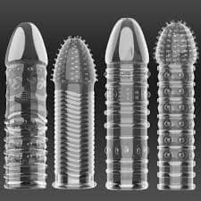 Extension Reusable Condom Penis Sleeve Male Enlargement Time Delay Spike Clit Massager Cover Crystal Clear Adult Sex Toy in Pakistan