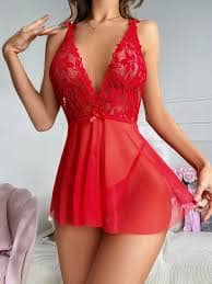 Red Floral Printed Sexy Nightdress