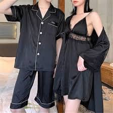 Cool Comfort Couple Sleepwear – Ice Silk Nightdress Set