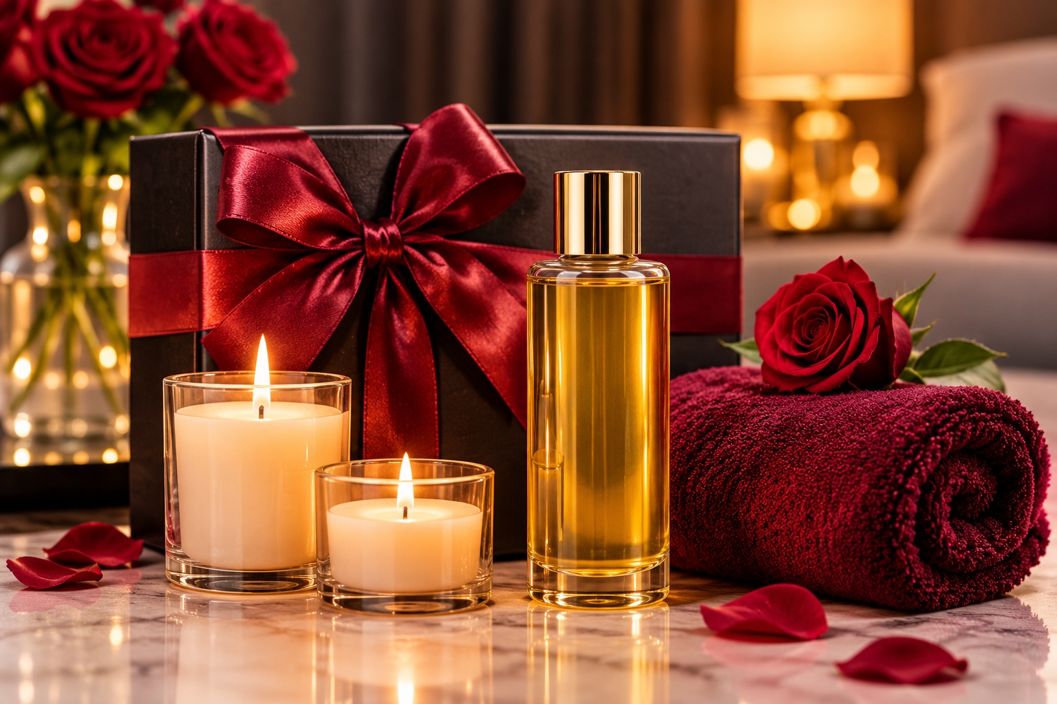 Massage Oil & Candle Gift Set – Luxury Relaxation Set